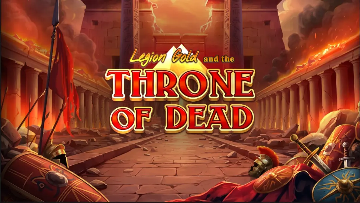 Tampilan visual slot Legion Gold and the Throne of Dead dengan tema Mesir Kuno dan Romawi
